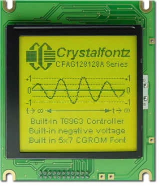 EOL Yellow-Green 128x128 Graphic LCD Module (CFAG128128A-YGH-TZ)