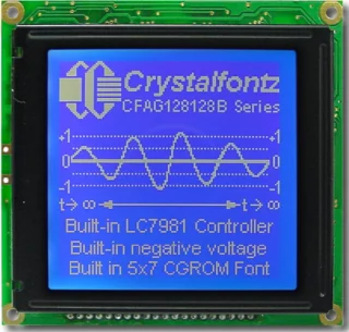 [EOL] Dark Blue 128x128 Graphic LCD (CFAG128128B-TMI-VZ)