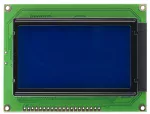 The CFAG12864A-TMI-VN is a 2.9-inch 128x64 white on blue graphic LCD module. Front view, powered off.