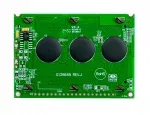 128x64 Yellow-Green Graphic LCD with Backlight,  Back View, powered on.