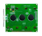 128x64 graphic LCD with white pixels on a dark background. Back view.