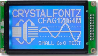 White on Blue 128x64 Parallel Graphic LCD (CFAG12864M-TMI-TN)
