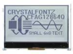 Dark on gray 128x65 sunlight readable graphic LCD display. Front view.