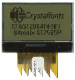 128x64 Graphic Transparent LCD Display, front view, powered on.