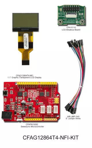 1.1" Transparent LCD Kit with Microcontroller (CFAG12864T4-NFI-KIT)