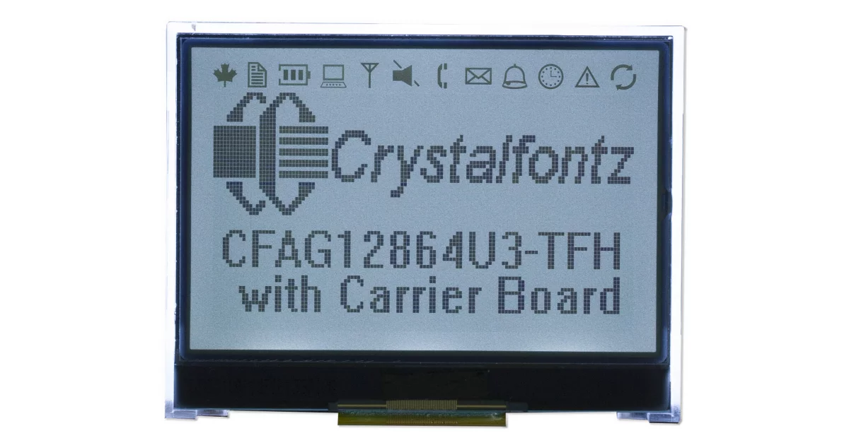 Crystalfontz CFAG12864B-TMI-V Graphics LCD Display – 128x64, RoHS Compliant