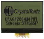 1.5 inch, 128x64 Graphic Transparent LCD Display. Front view, powered on.