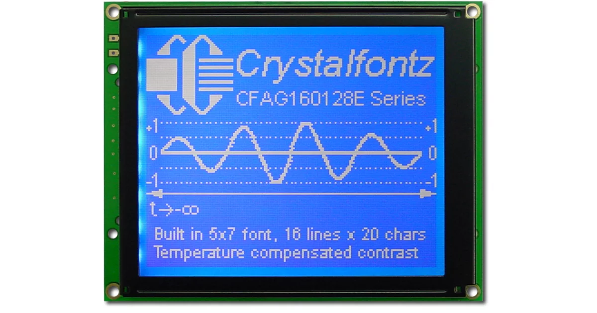 160x128 Blue Standard Graphic LCD from Crystalfontz
