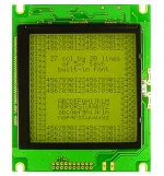 The module can be set to a text mode using its built-in 5x7 font. Graphics cannot be shown simultaneously with text. Text can be rendered by the host when the display is in graphic mode. This is the text mode with the backlight turned off.