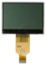 240x128 Graphic monochrome LCD with backlight, front view, powered off.