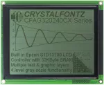 320x240 Graphic LCD Display with 4-level grayscale. Showing the front of the display with the backlight off.