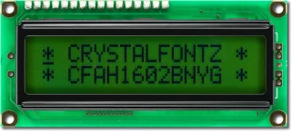 Green 16x2 Character Sunlight Readable LCD (CFAH1602B-NYG-JT)