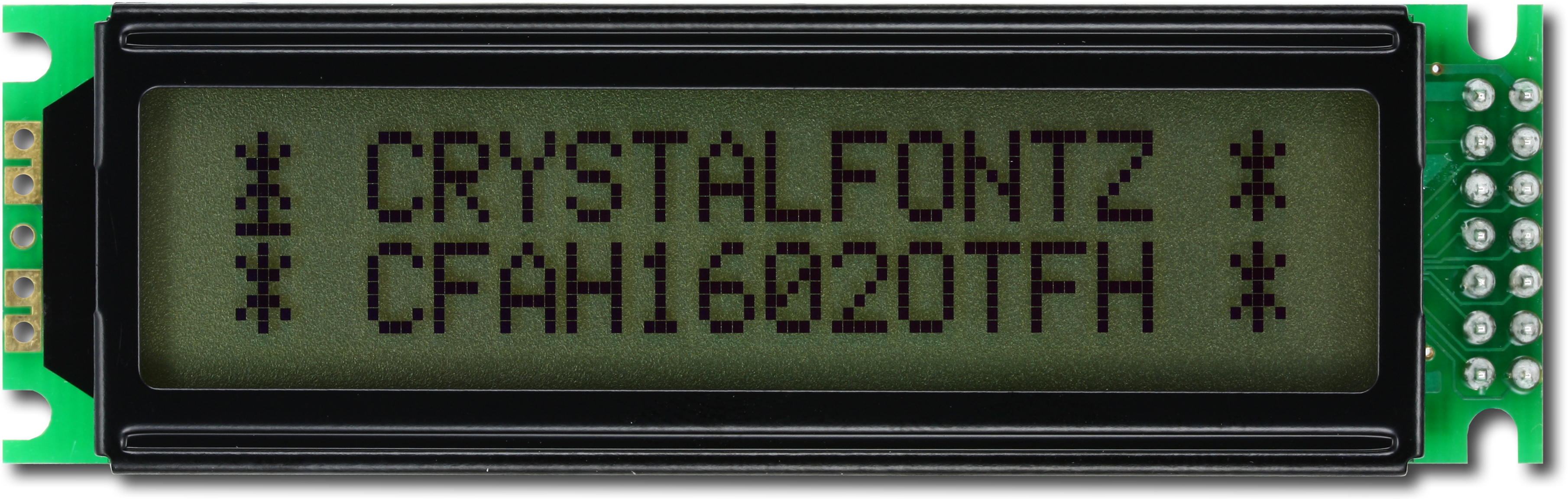 Fordata FC Alphanumerische LCD-Anzeige, Alphanumerisch Zweizeilig, 16  Zeichen, Hintergrund Gelbgrün reflektiv