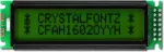 The CFAH1602O-YYH-ET is a dark on yellow-green character LCD display module , front view, power off.