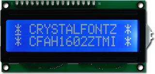 Standard 16x2 White on Blue LCD (CFAH1602Z-TMI-ET)