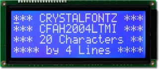 20x4 Character LCD White on Blue (CFAH2004L-TMI-JT)