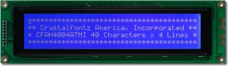 White on Blue 40x4 Character LCD (CFAH4004A-TMI-JT)