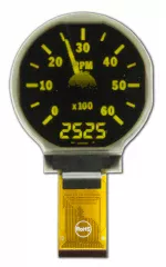 128x128 Round Yellow OLED tachometer display.