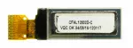 The CFAL12832D-CW is a 0.91 inch 128x32 white-on-black graphic OLED with I2C interface - back view. FPC tail unfolded.