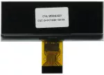 128x32 pixel monochrome yellow graphic OLED. Back View, powered on.