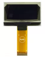 128x64 2.2inch Blue OLED Display, front view, powered off.