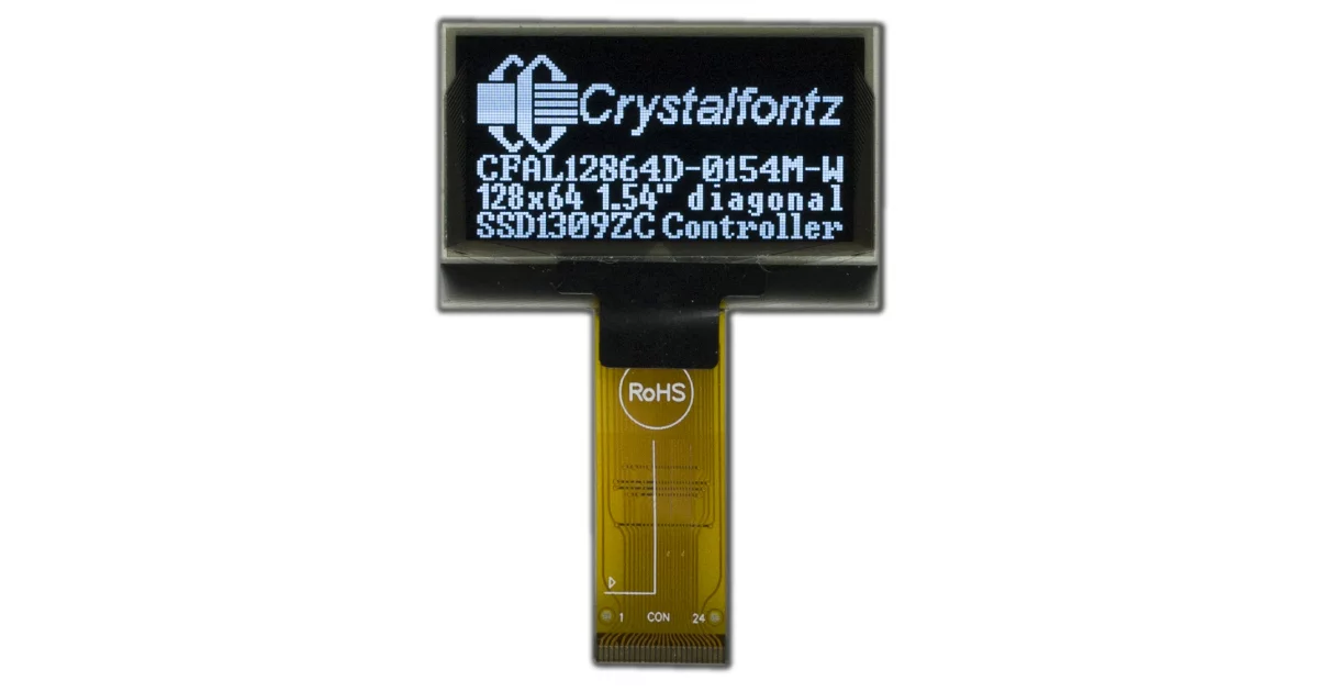 128x64 White Graphic OLED from Crystalfontz