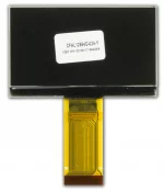 128x64 Yellow Monochrome Graphic OLED display module. Back View, Powered On.