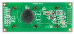 The CFAL1602C-G is a 2x16 blue on black OLED character display , back view.