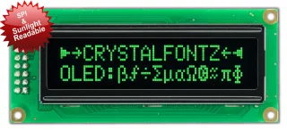 16x2 SPI Sunlight Readable Green OLED (CFAL1602C-PGT)