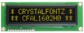 16x2 Character Yellow on Black OLED Display (CFAL1602H0-Y)
