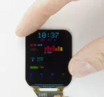368x448 high density 1.93-inch full-color graphic OLED display module. Front view, powered on showing a fitness tracking interface. 