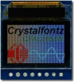 CFAL9664B-F-B1-CB has a carrier board with a full color 0.95 96x64 OLED. Image is as the camera perceives the display. Zoom-in to see sub-pixel detail.
