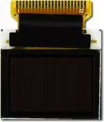 The CFAL9664B-F-B2 is a 0.95 inch 96x64 full color OLED display module, back view, tail unfolded.