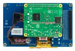 800x480 5 Resistive Touchscreen TFT Display. Back View showing Raspberry Pi connected.