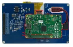 800x480 7-inch Raspberry Pi Compatible TFT Display. Back View, showing how Raspberry Pi connects to module.
