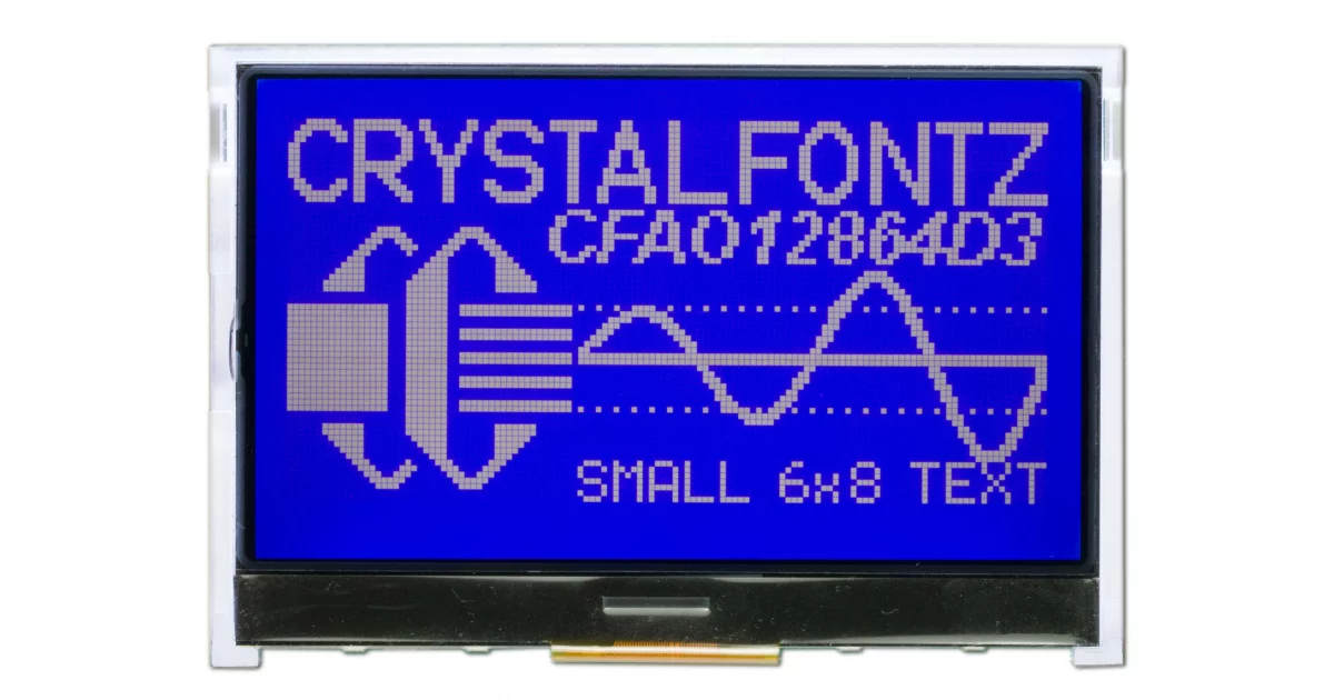 EOL] White on Blue 128x64 Graphic LCD from Crystalfontz