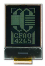 The CFAO4265A-TTL is a 1.0 42x65 white on dark LCD display � front view, power on, backlight off, tail cropped.