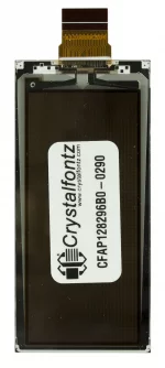 CFAP128296B0-0290 is a 2.90 inch graphic epaper display, red + 3-level grayscale , back view, FPC unfolded