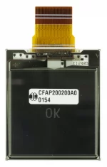 CFAP200200A0-0154 is a 1.54 inch black and white graphic epaper display, back view, FPC unfolded