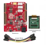 200x200 ePaper Development Kit, Complete with a microprocessor, ePaper display, and breakout board with jumper wires. back view.