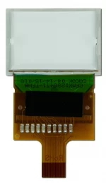 The CFAX12864T1-TFH is a 128x64 dark on light gray LCD display � back view, tail unfolded.