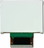 The CFAX12864U-TFH is a 128x64 dark on light gray LCD display � back view, tail unfolded.