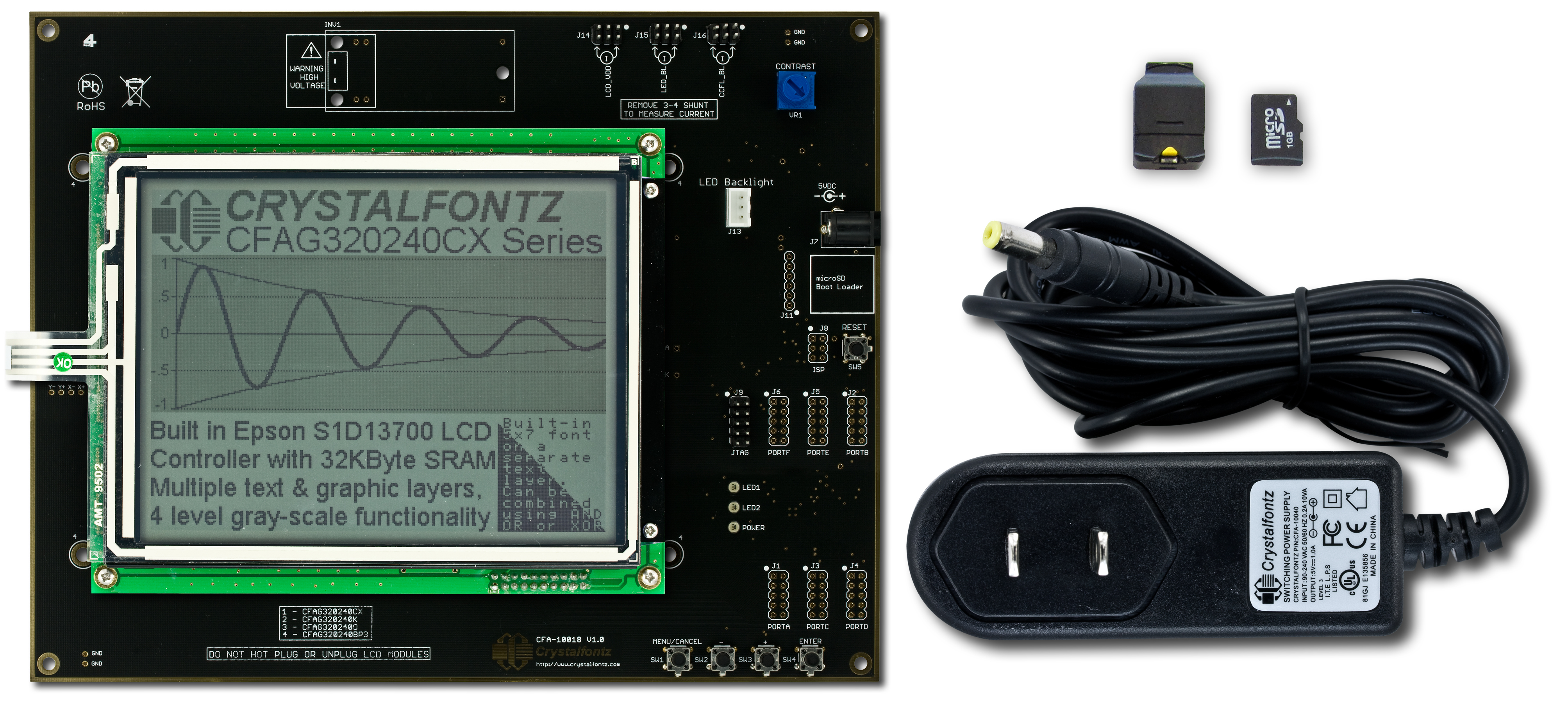 CFAG320240CX-TFH-T-TS LCD Dev Kit from Crystalfontz