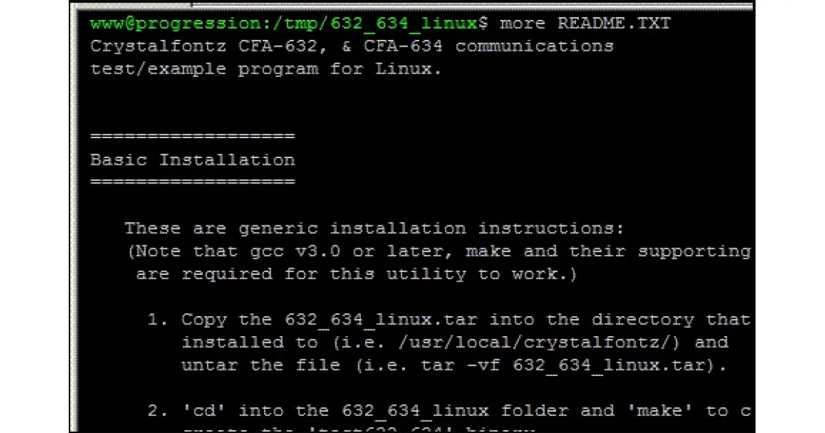 LINUX EXAMPLE CODE from Crystalfontz