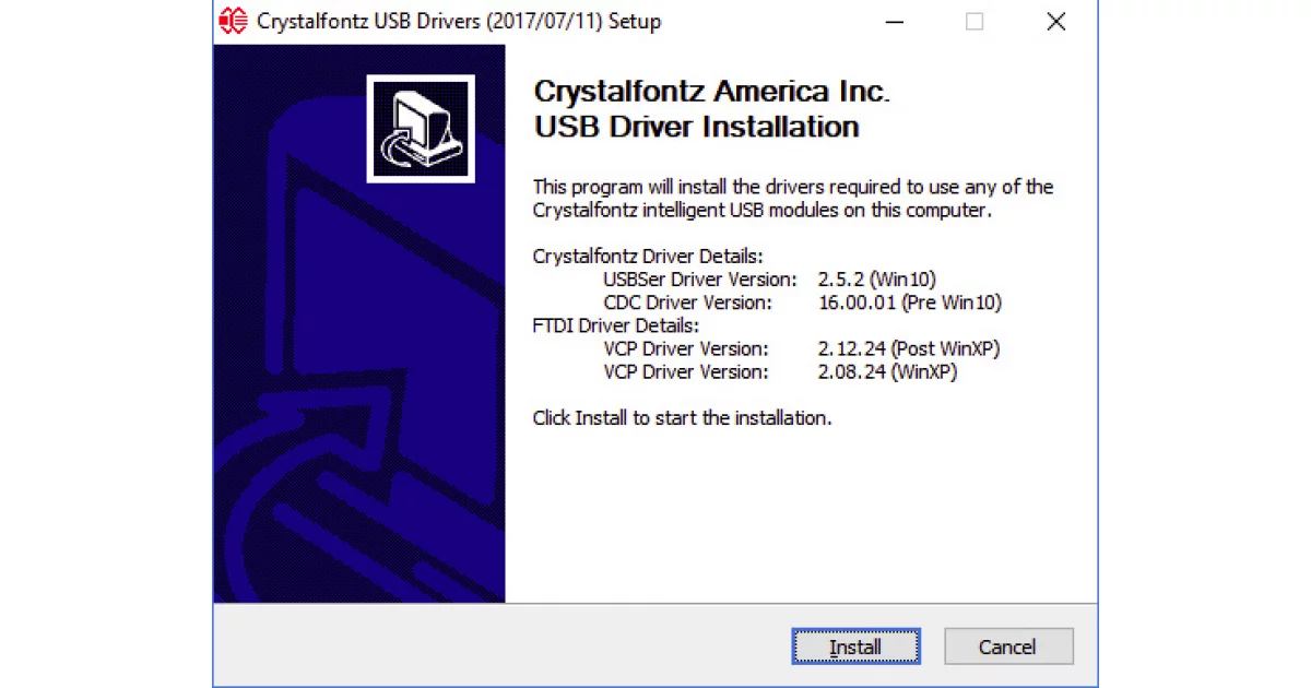 USB LCD DRIVER from Crystalfontz