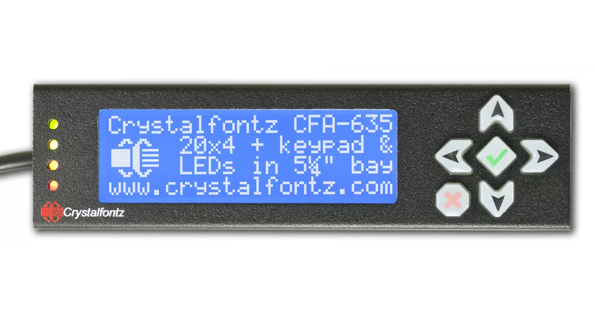 20x4 USB LCD Display in Steel Enclosure White Text on Blue from