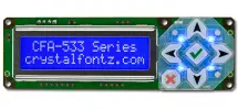 White on Blue 16x2 Character LCD I2C CFA533-TMI-KC
