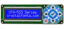 White on Blue 16x2 Character USB LCD CFA533-TMI-KU