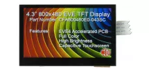 4.3" 800x480 EVE BT817 Cap-Touch TFT Display Module CFA800480E0-043SC
