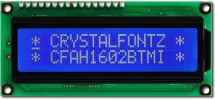 16x2 White on Blue Character LCD CFAH1602B-TMI-JT